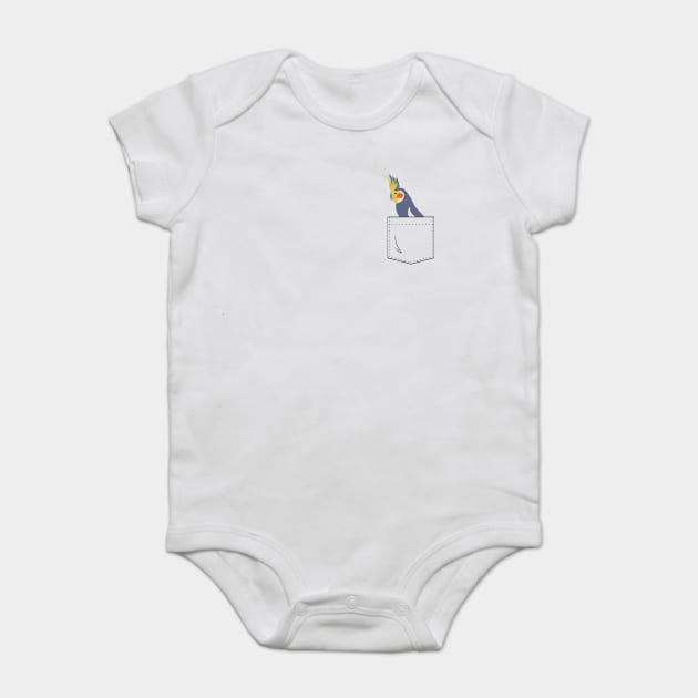 Cockatiel Parakeet Parrot In Your Front Pocket Baby Bodysuit by Einstein Parrot